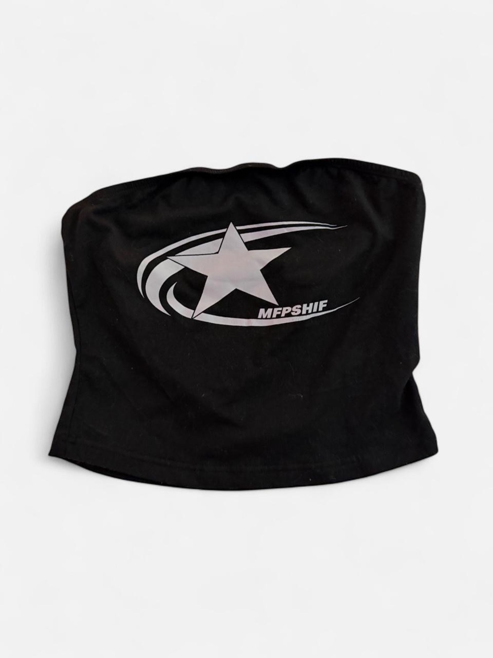 SHEIN Black Strapless Face Mask with Star Graphic